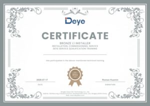 DEYE 2026 Certifikat